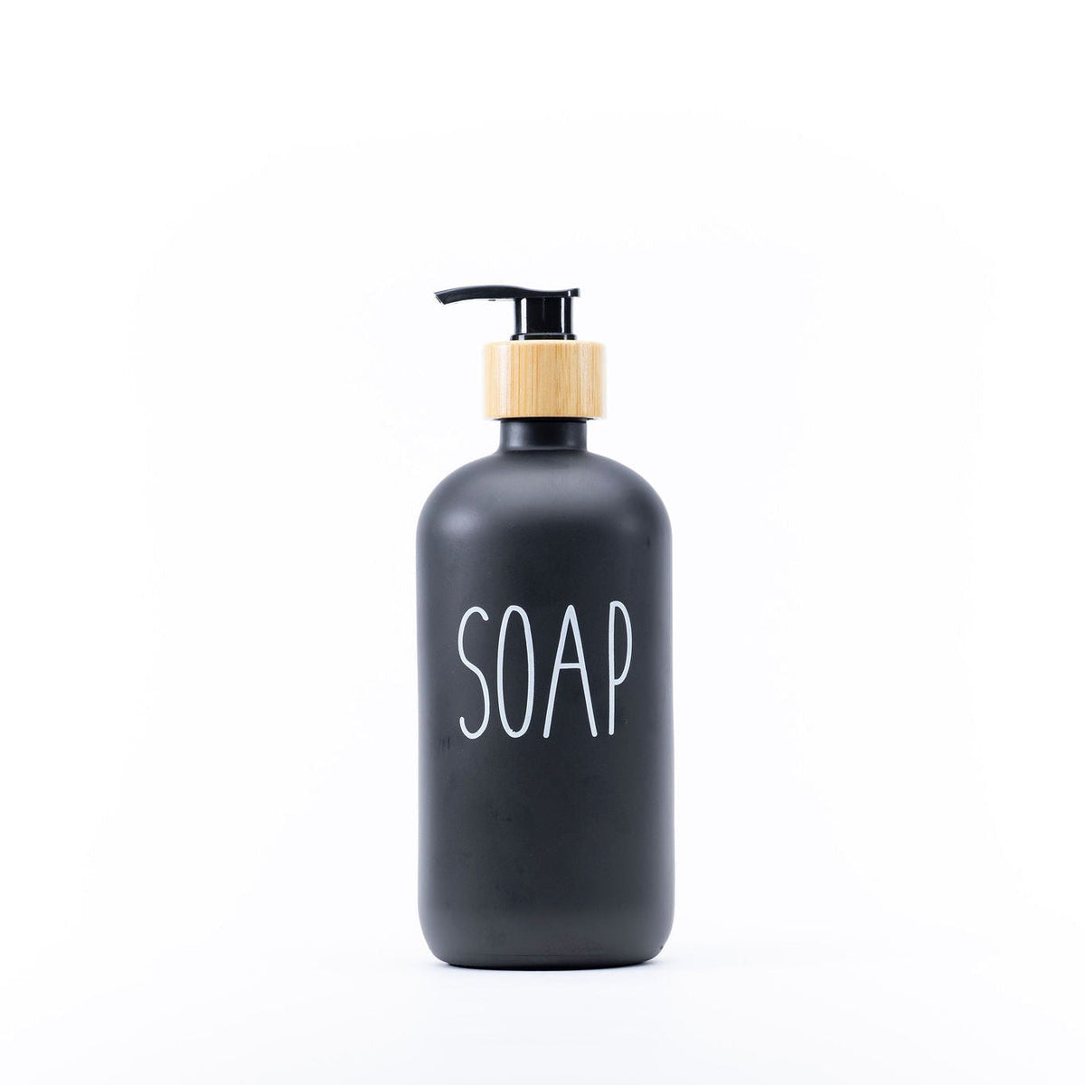 Glass Pump Bottles + Bamboo Tray – 500 ml Set