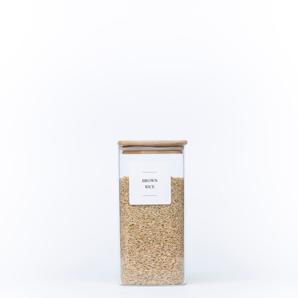 Square Glass Jar with Bamboo Lid – 1250ml