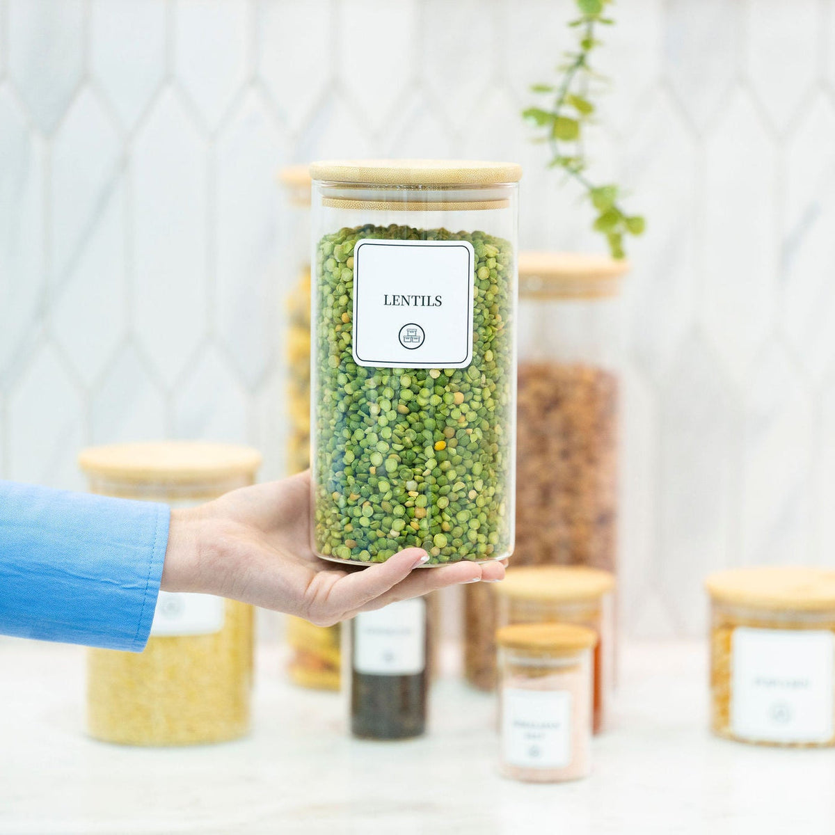 Round Glass Jar with Bamboo Lid - 1400ml