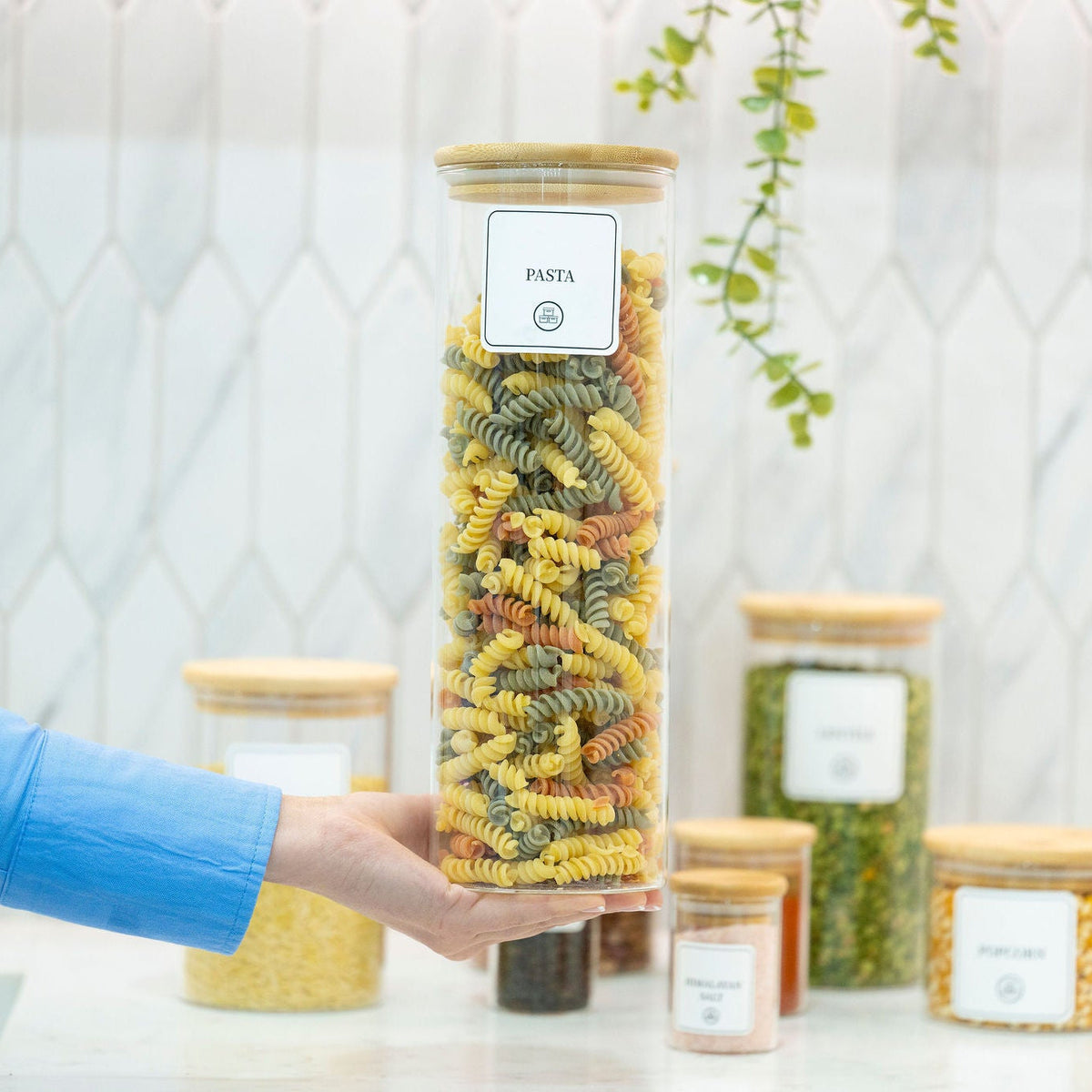 Round Glass Jar with Bamboo Lid - 2100ml