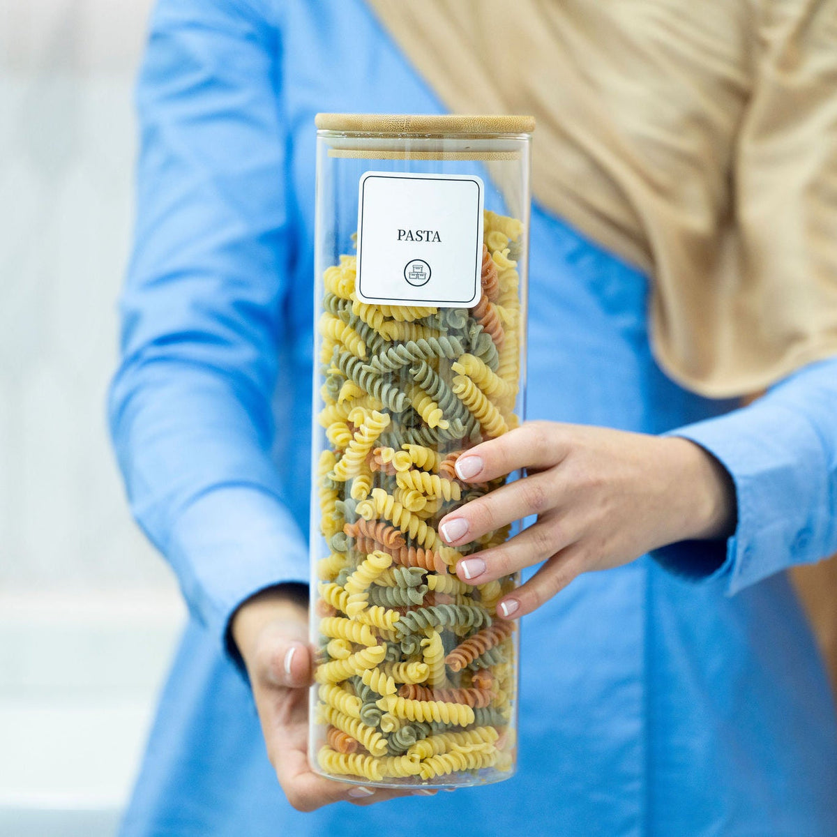 Round Glass Jar with Bamboo Lid - 2100ml