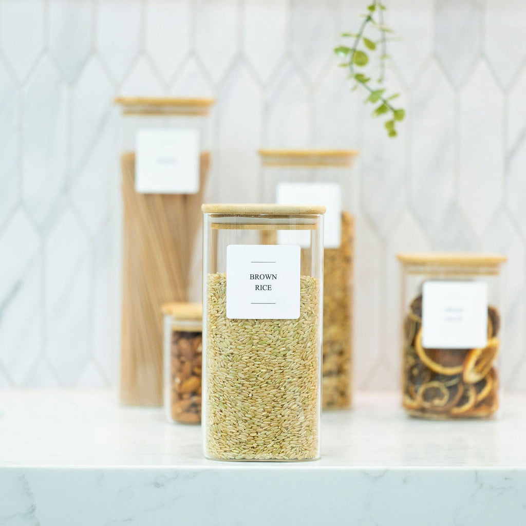 Square Glass Jar with Bamboo Lid – 1250ml