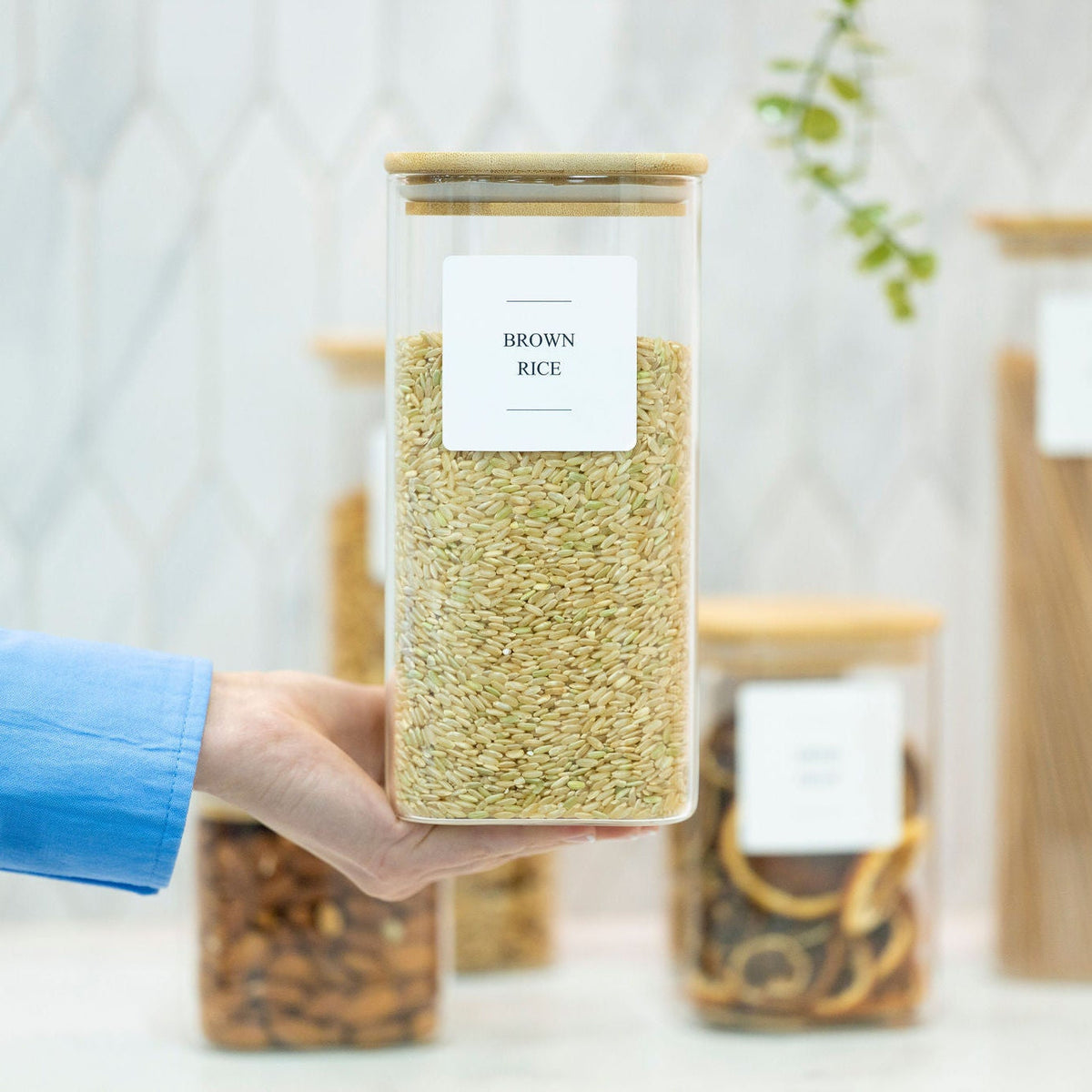 Square Glass Jar with Bamboo Lid – 1250ml