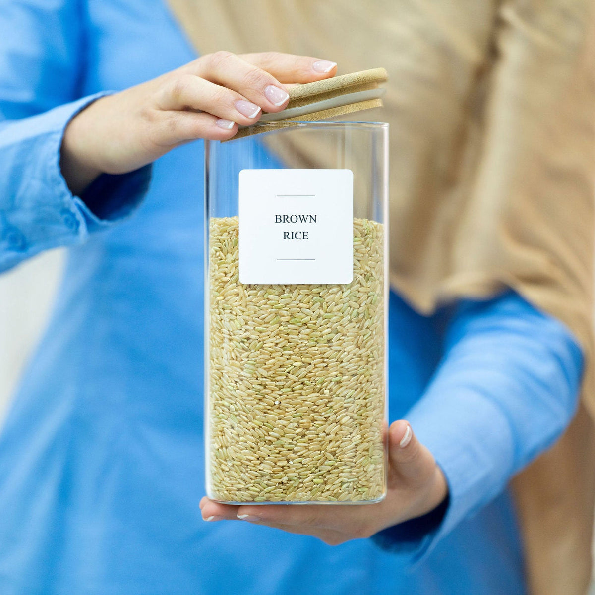 Square Glass Jar with Bamboo Lid – 1250ml