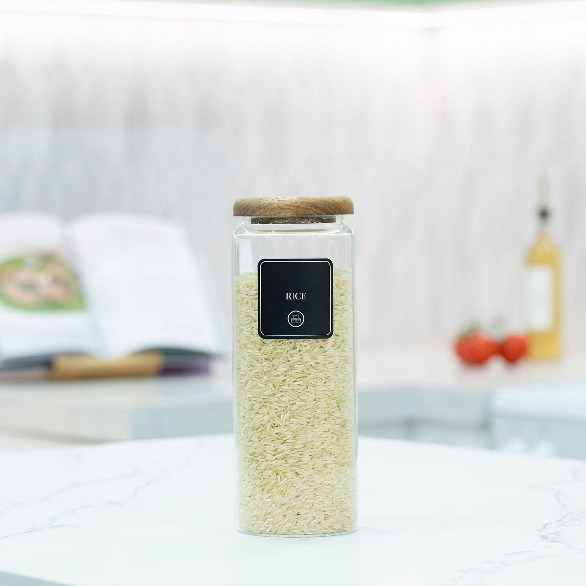 Acacia Airtight Round Glass Jar - 1500ml