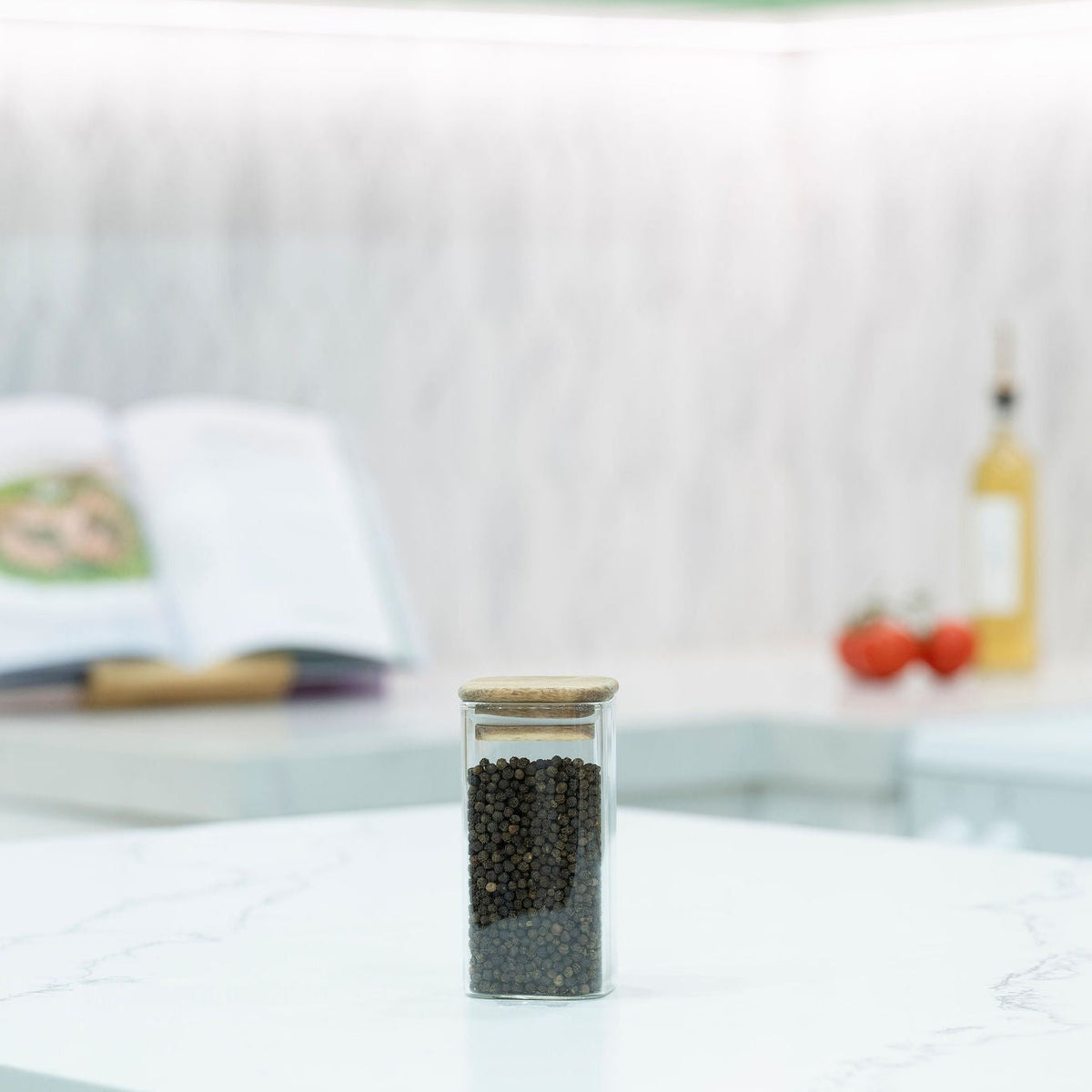 Square Acacia Spice Jars – 3 Sizes