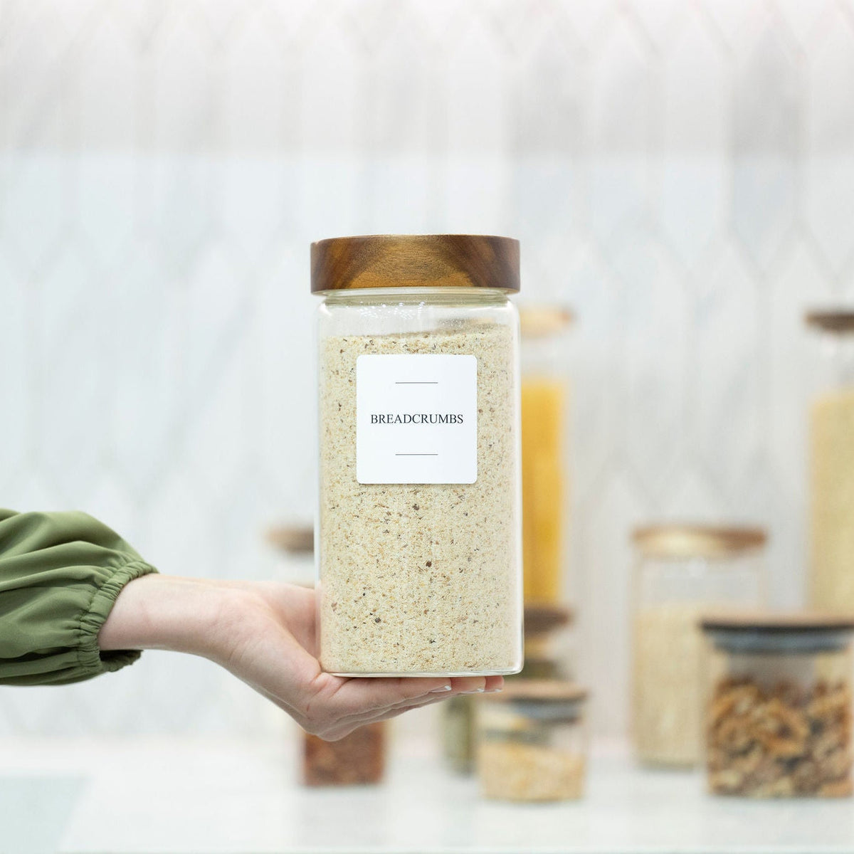 Glass Canisters with Screw On Lids, Acacia, 5 Sizes