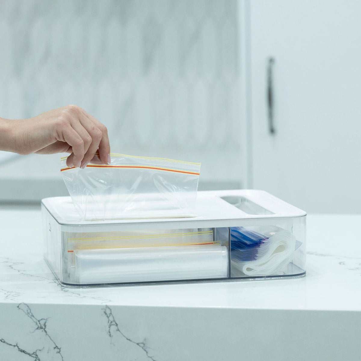 Acrylic Sandwich Bag Organiser – 4 Slot Dispenser