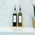 Clear Oil & Vinegar Bottles with Bamboo Tray – 500 ml