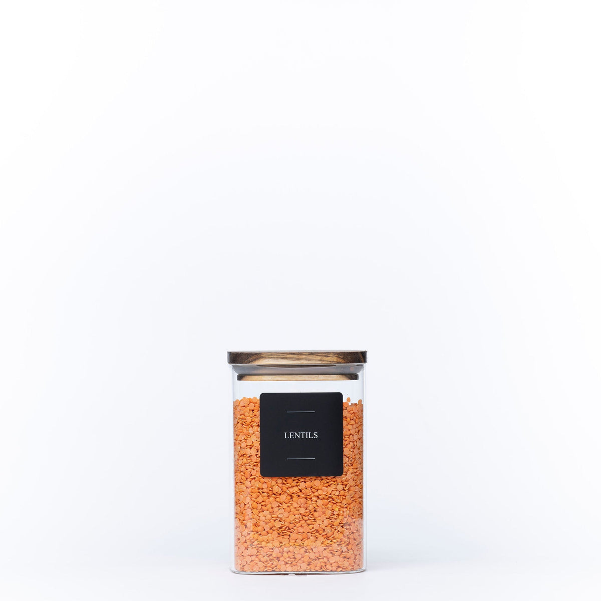 Square Acacia Lid Glass Jars – 5 Sizes