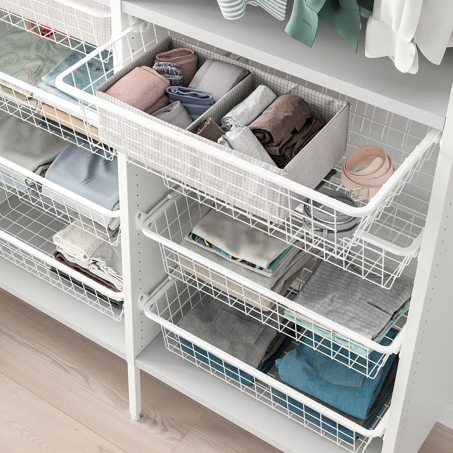 Wire Storage Basket with Slides - White