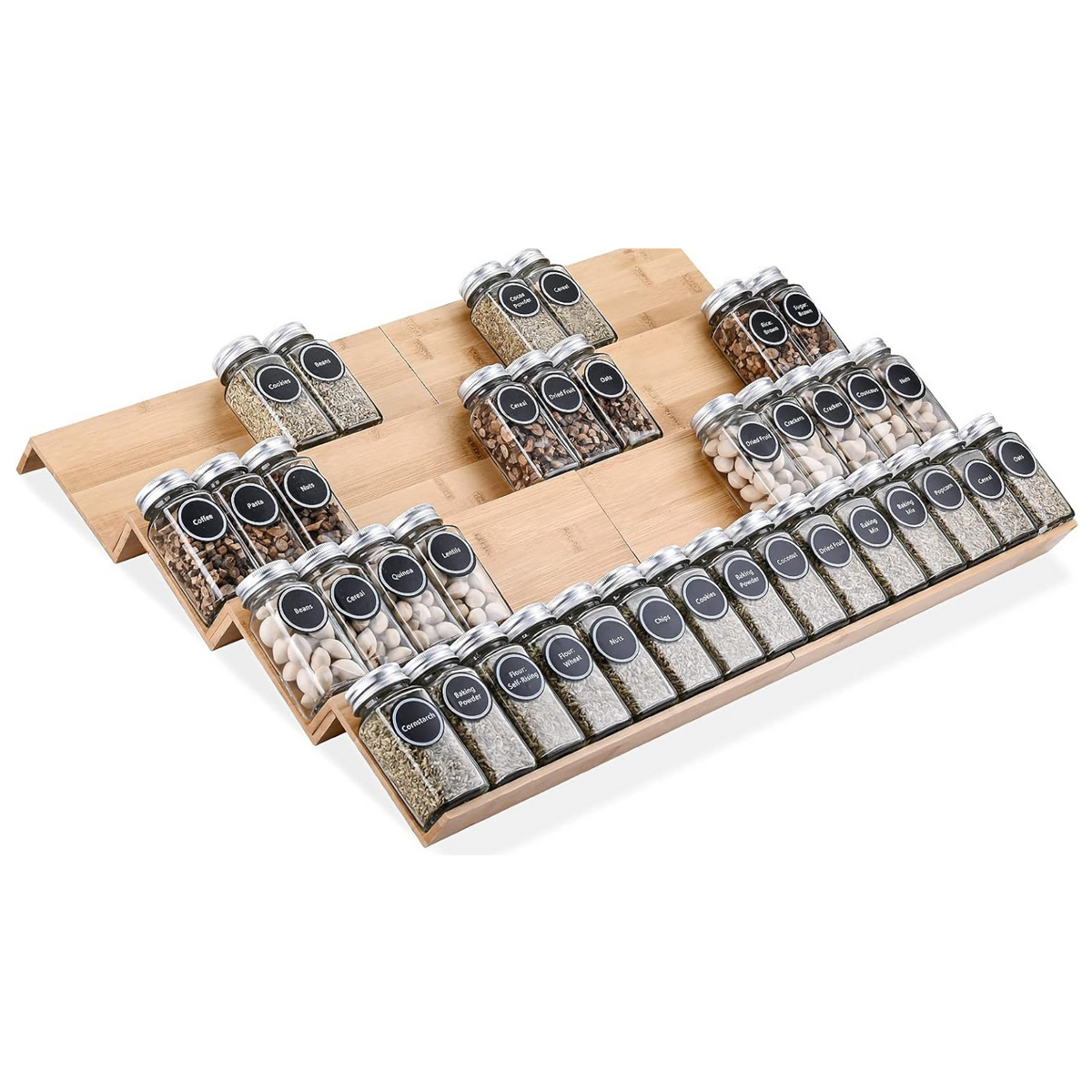 Bamboo Drawer Spice Rack – 8-Tier Organiser Set