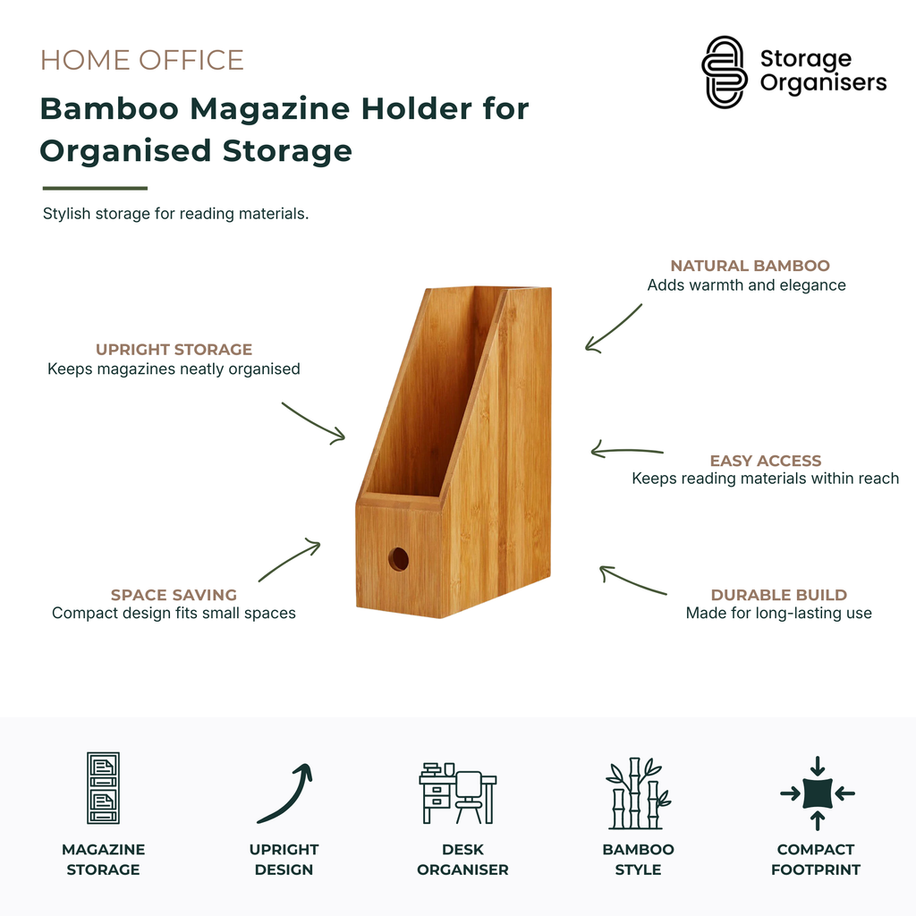 Bamboo Magazine Holder for Home & Office Storage