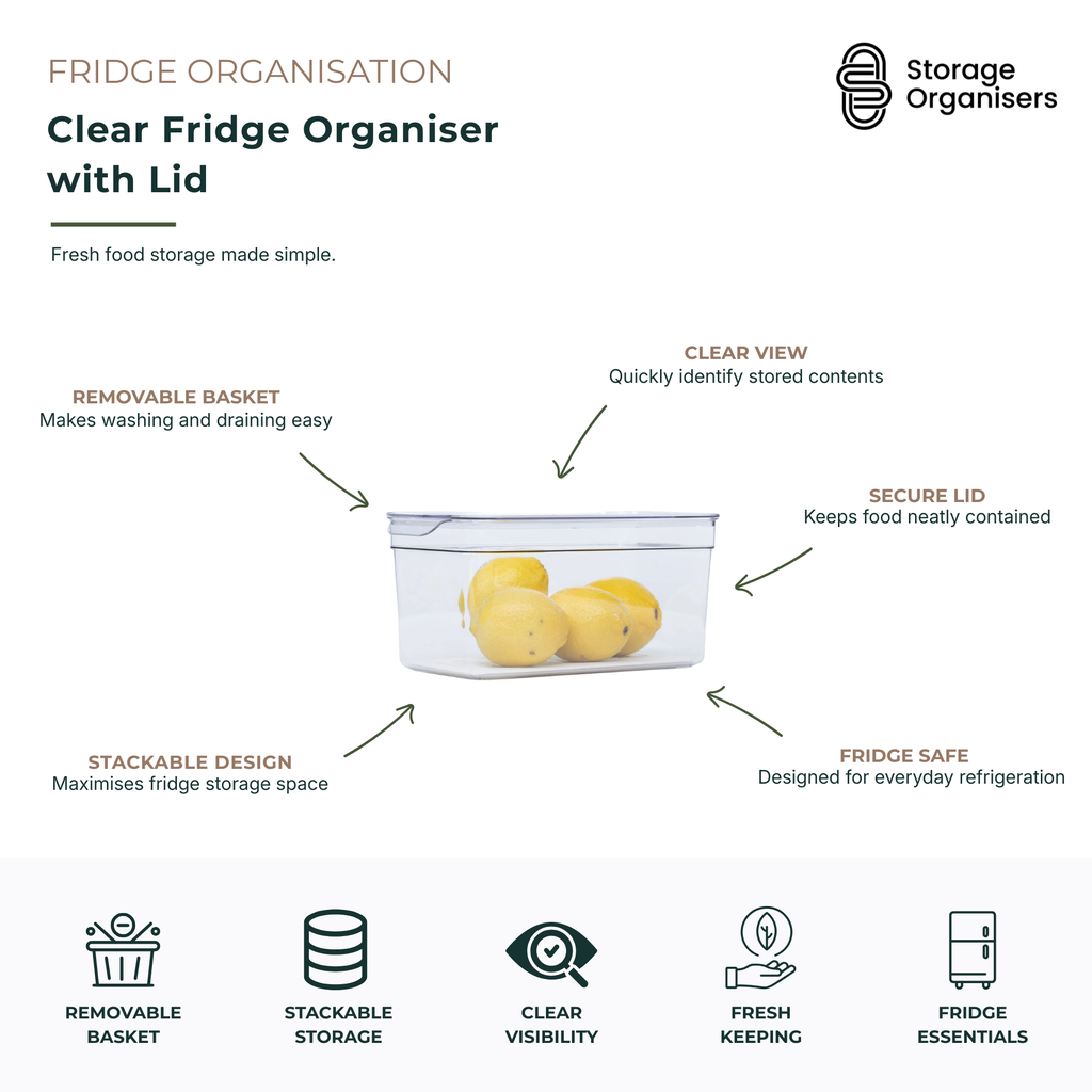 Clear Fridge Organiser with Lid