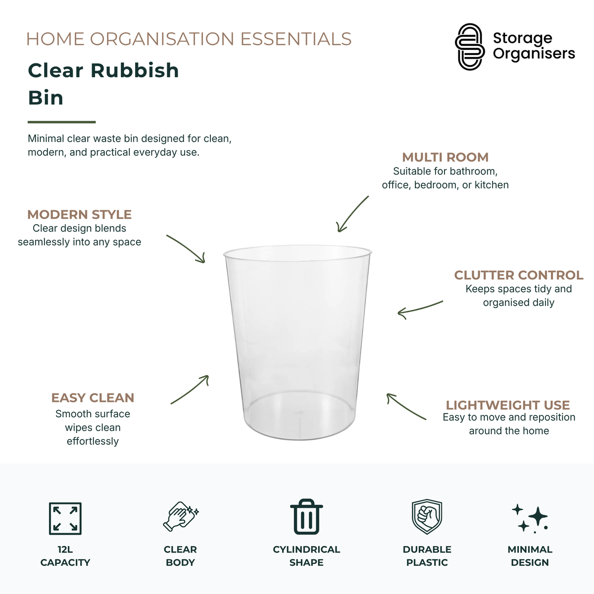 Clear Rubbish Bin - Practical & Stylish Waste Bin