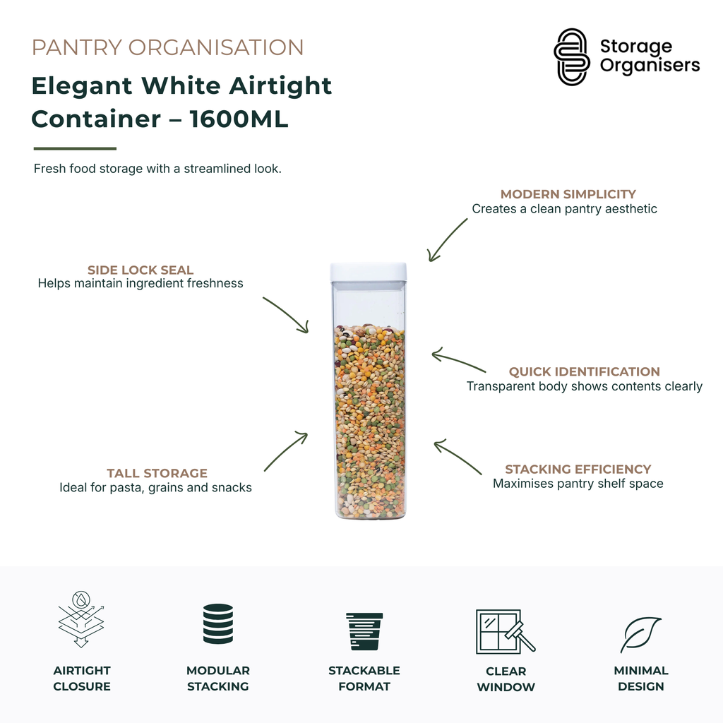Elegant White Airtight Container – 1600ML