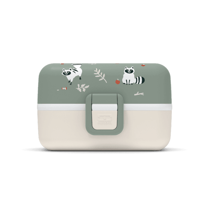 Monbento Tresor Graphic Kids's Bento Box- Green Raccoon Green Raccoon