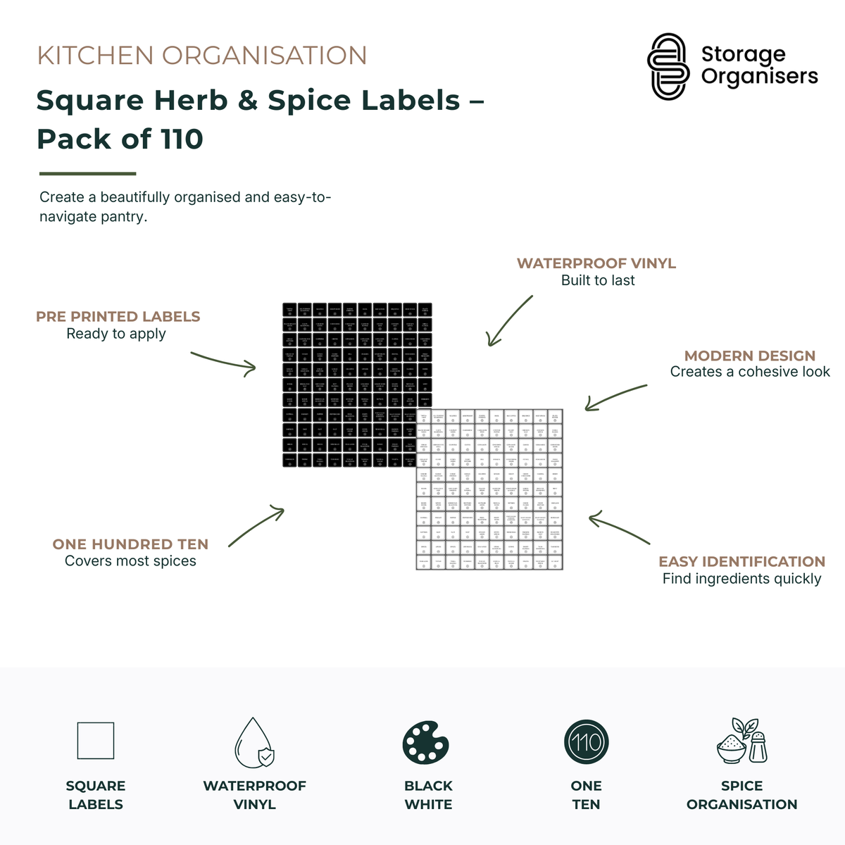 Square Herb & Spice Labels – Pack of 110